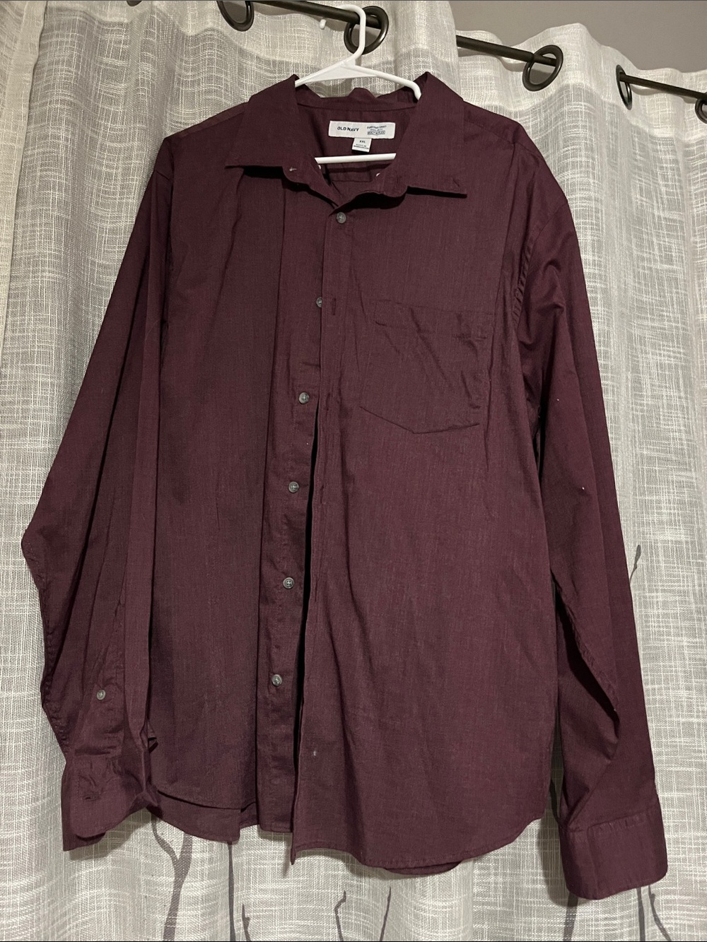 Old Navy Men's Long-Sleeve Button-Up Shirt - everyday shirt Maroon